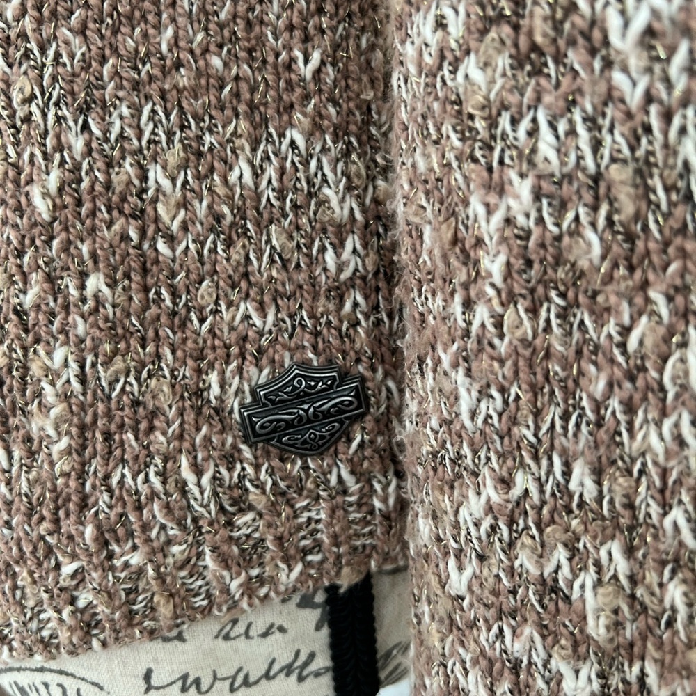 Women's Brown Harley Davidson Knit Sweater - Picture 8 of 12